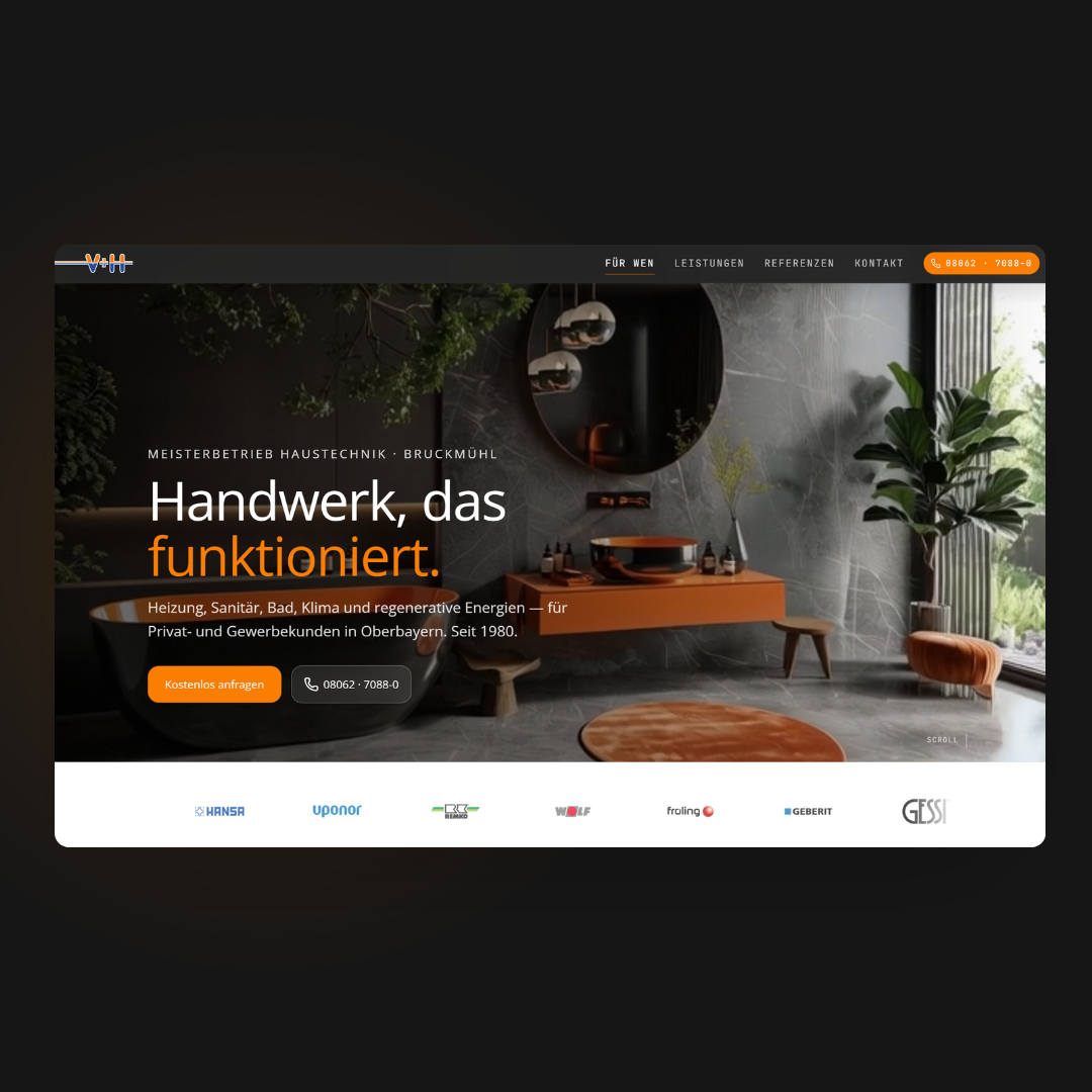 Website von Völkel & Hauser Gebäudetechnik