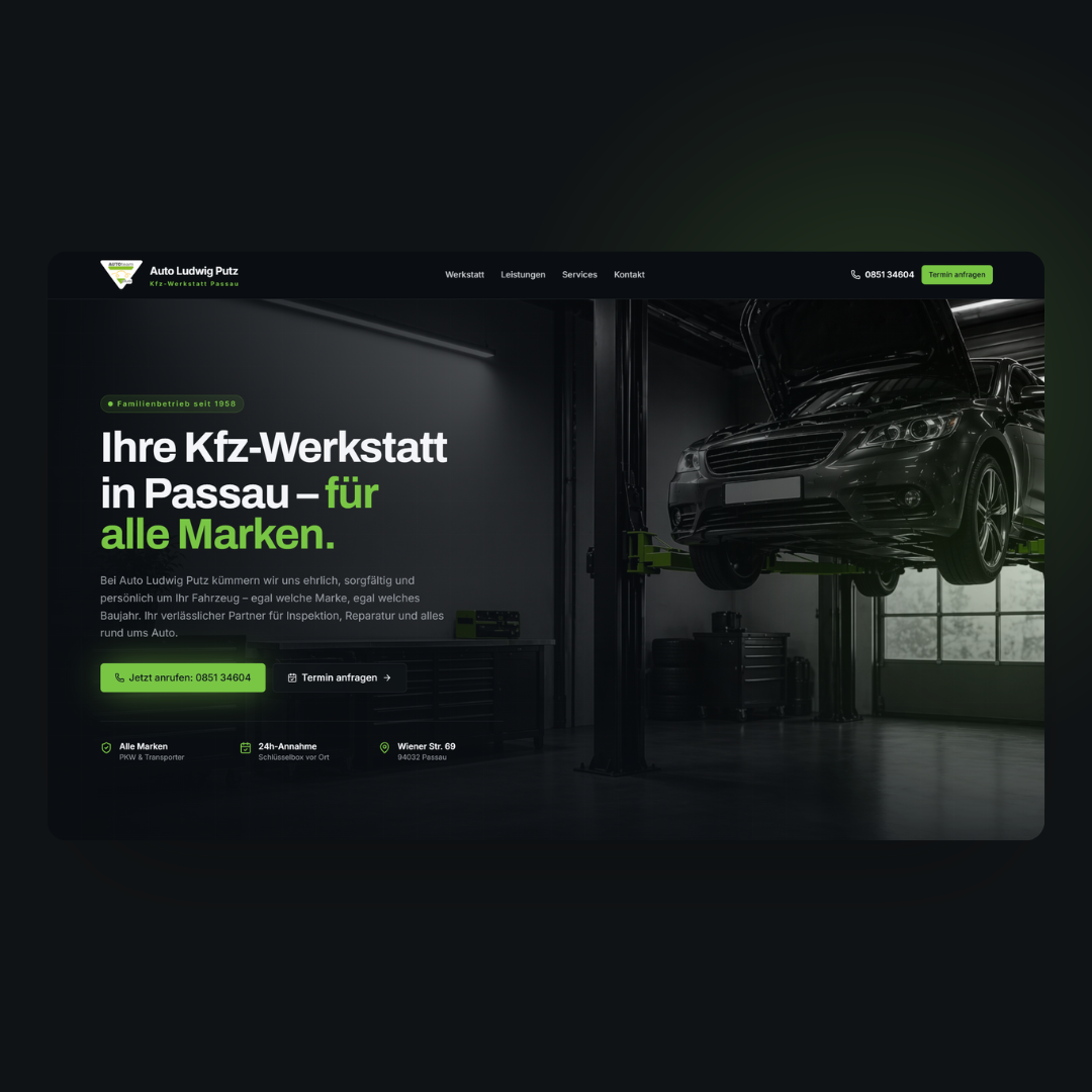Website der Kfz-Werkstatt Auto Ludwig Putz in Passau